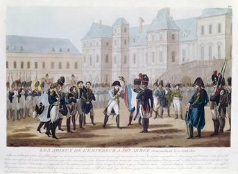 Napoleon I. (1769-1821) küsst die Flagge, oder Der Abschied in Fontainebleau, 20. April 1814